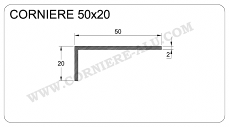 Cornière inégale - profil en L asymétrique PVC longueur 2,6m finition blanc  30 x 50mm