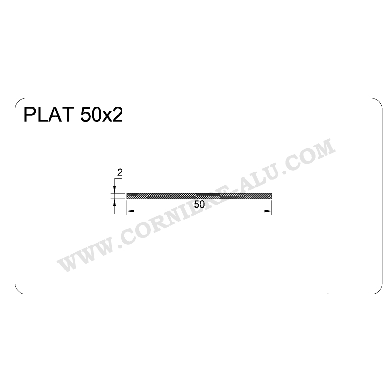 Profil Plat Aluminium 50x2 Mm - Peint Or Métallisé - Longueur 2000 Mm - Plinthe Déco