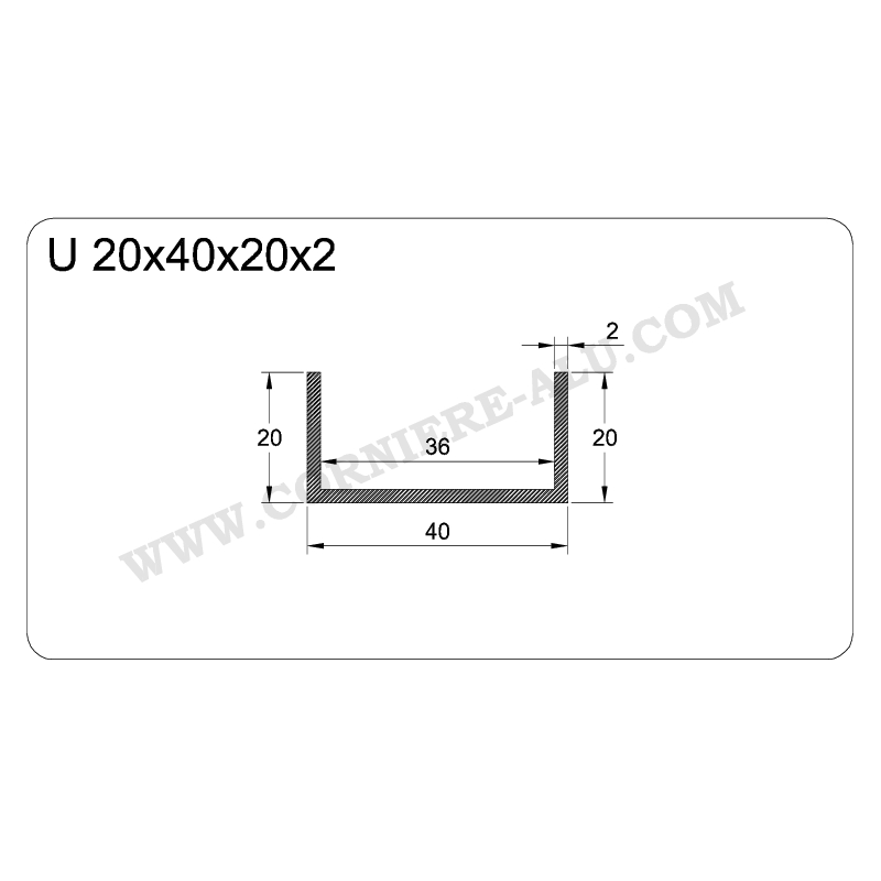 Profilé aluminium en U 20x20